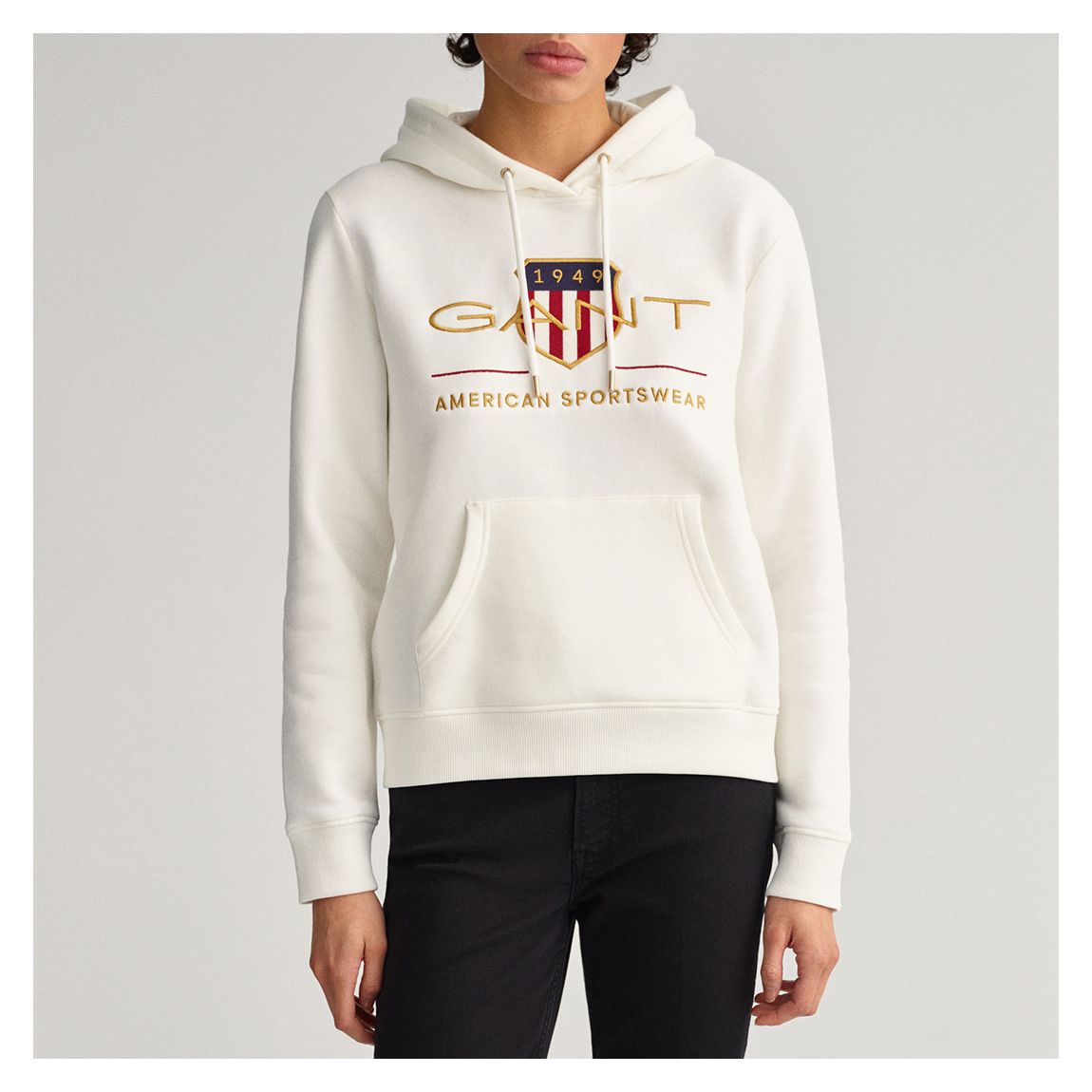 White Shield Logo Cotton Blend Hoodie main product photo