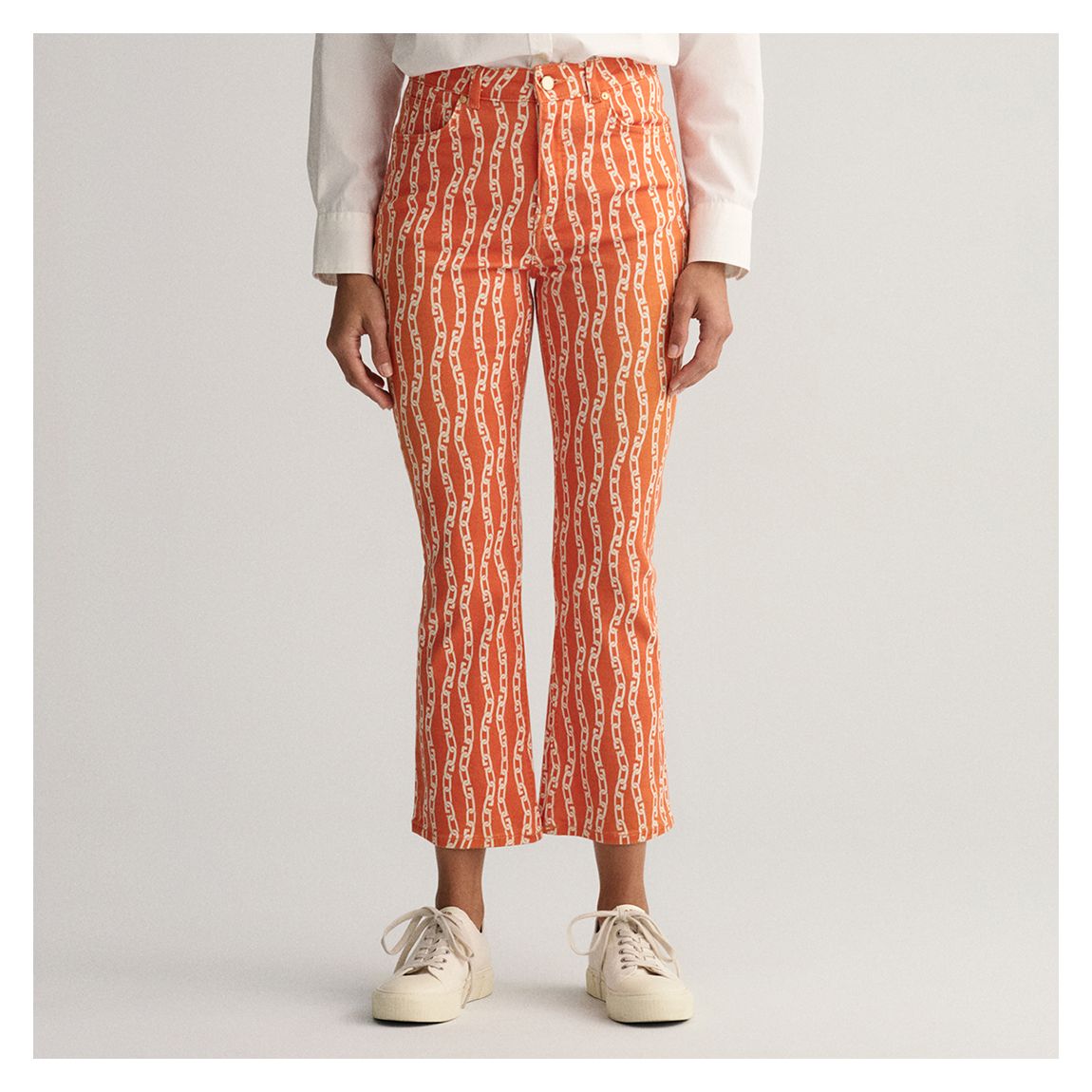 Orange Chain Print Cropped Jeans main product photo