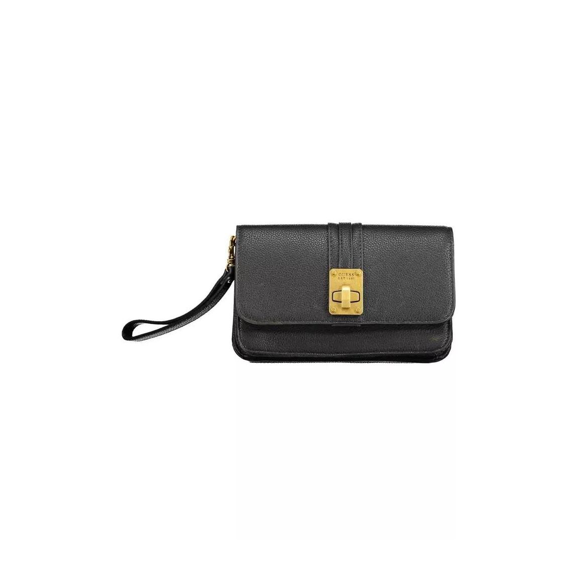 Leather Wallet on Strap Pebbled Leather Wallet Wo - Black main product photo