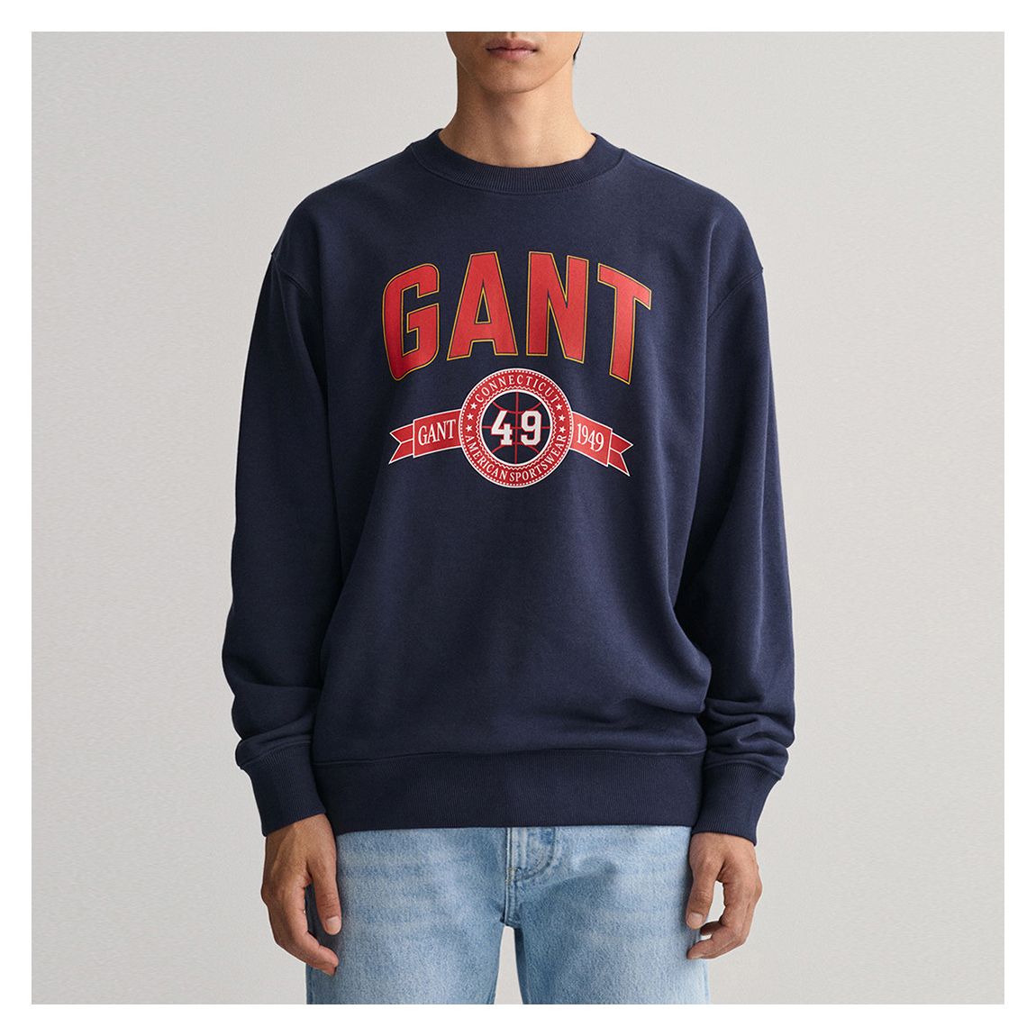 Navy Crest Logo Cotton Blend Sweatshirt main product photo
