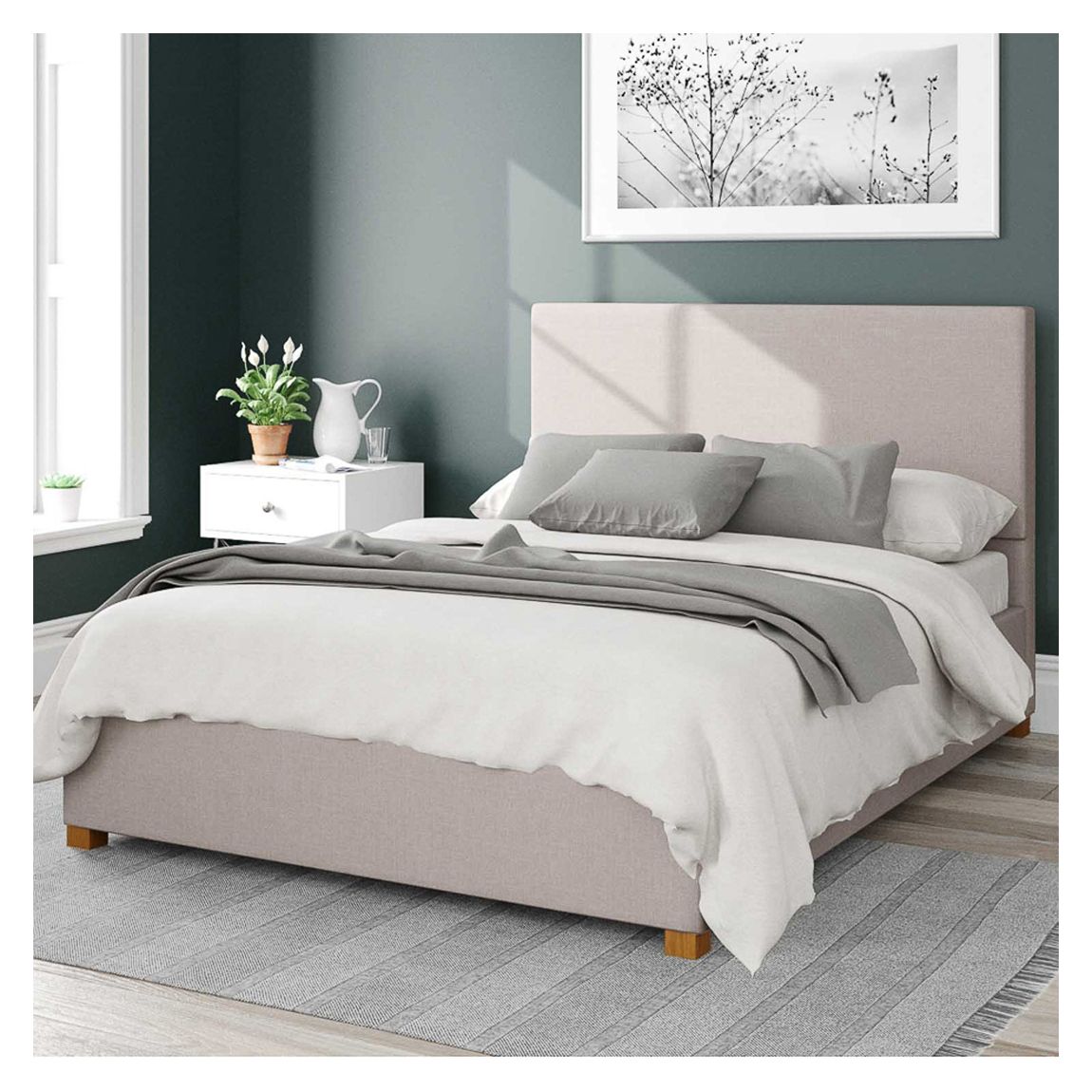 Garland Eire Linen Fabric Kingsize Ottoman Bed, Off White main product photo