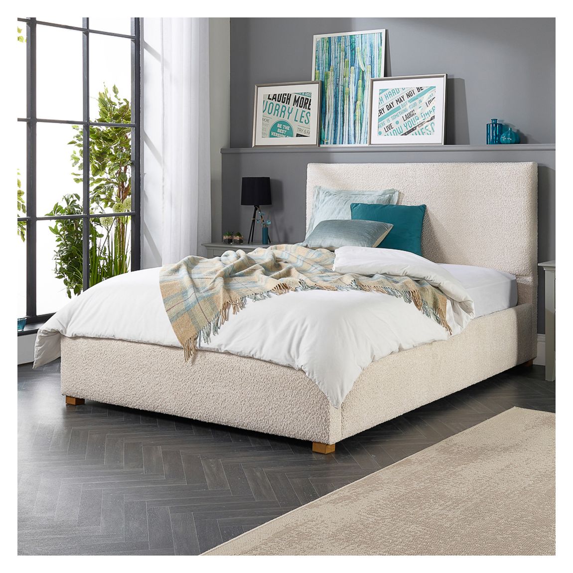 Aspire Bouclé© Upholstered Garland Ottoman Double Bed Frame, main product photo