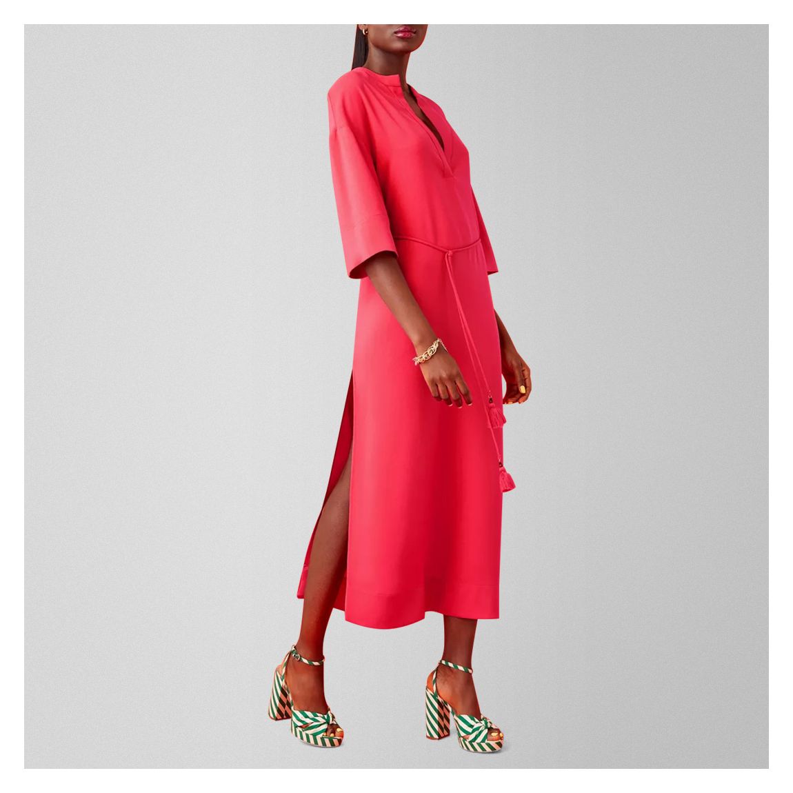 Red Caprii Split Hem Dress main product photo