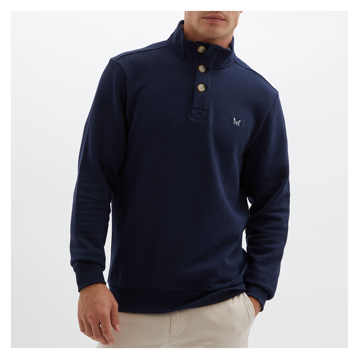 Navy 1/2 Button Neck Sweatshirt main product photo
