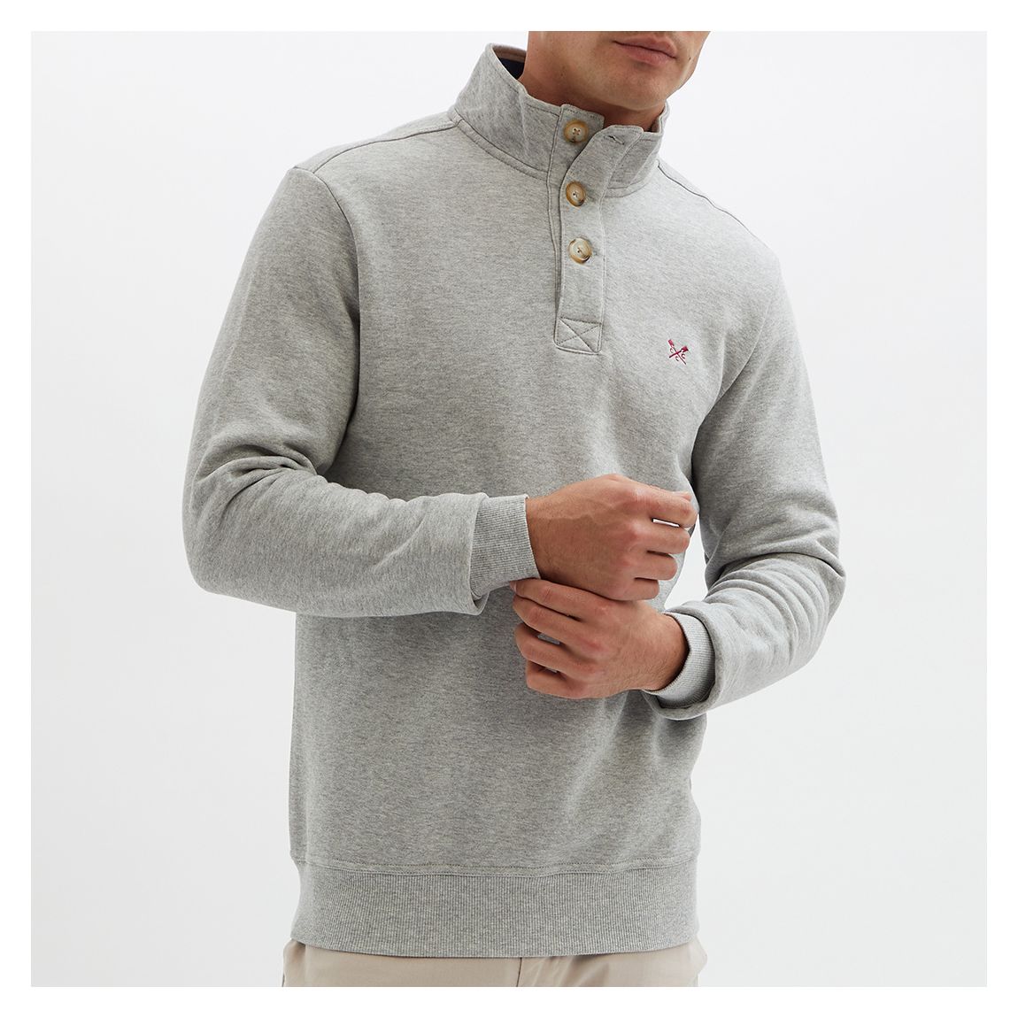 Grey 1/2 Button Neck Sweatshirt main product photo
