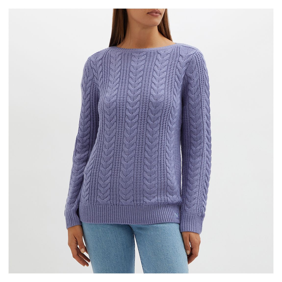 Cornflower Cable Knit Boat Neck Jumper main product photo