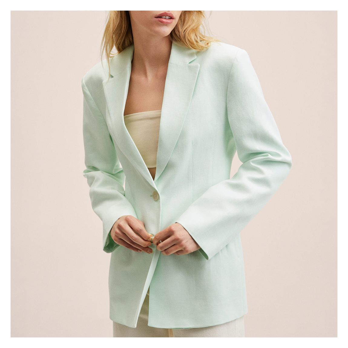 Aqua Green Structured Linen Jacket main product photo