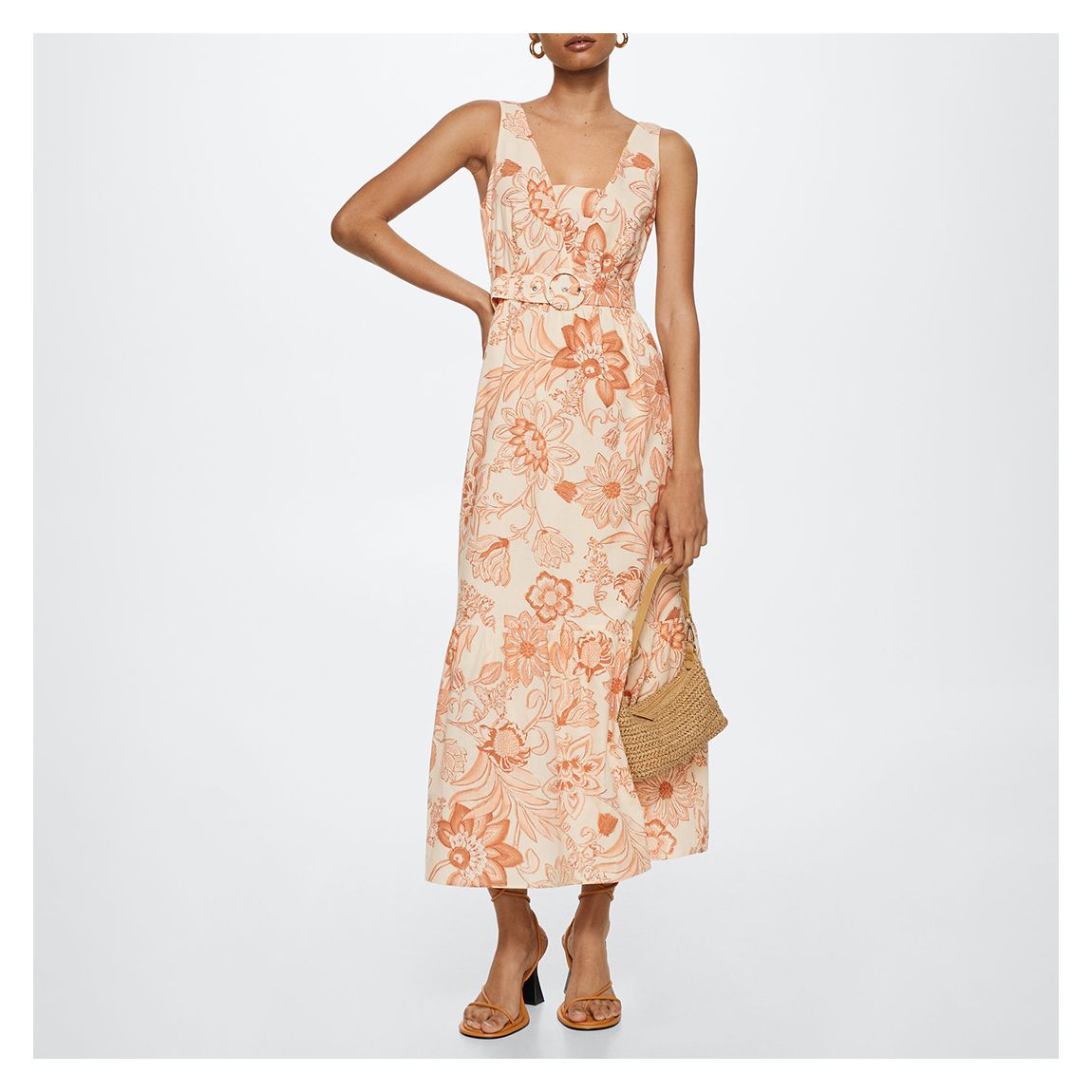 Beige Printed Cotton Dress main product photo