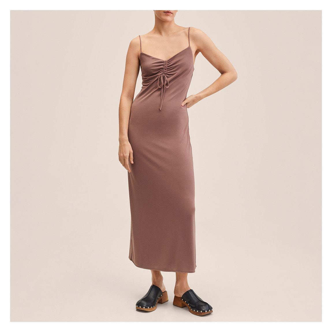 Grey Gathered Neckline Dress main product photo