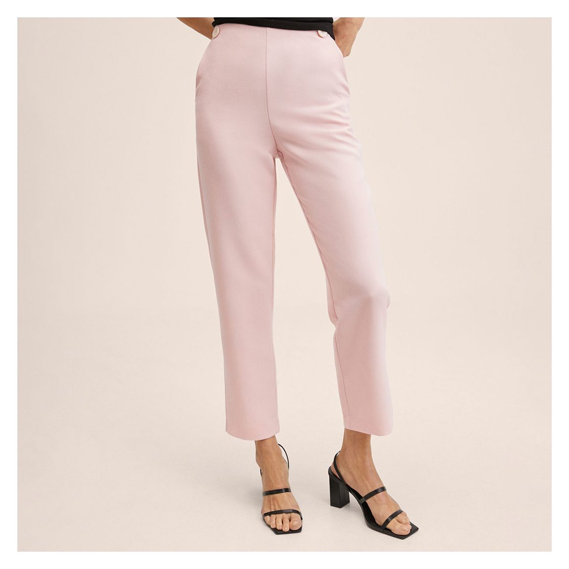 Pastel Pink Cropped Button Trousers main product photo