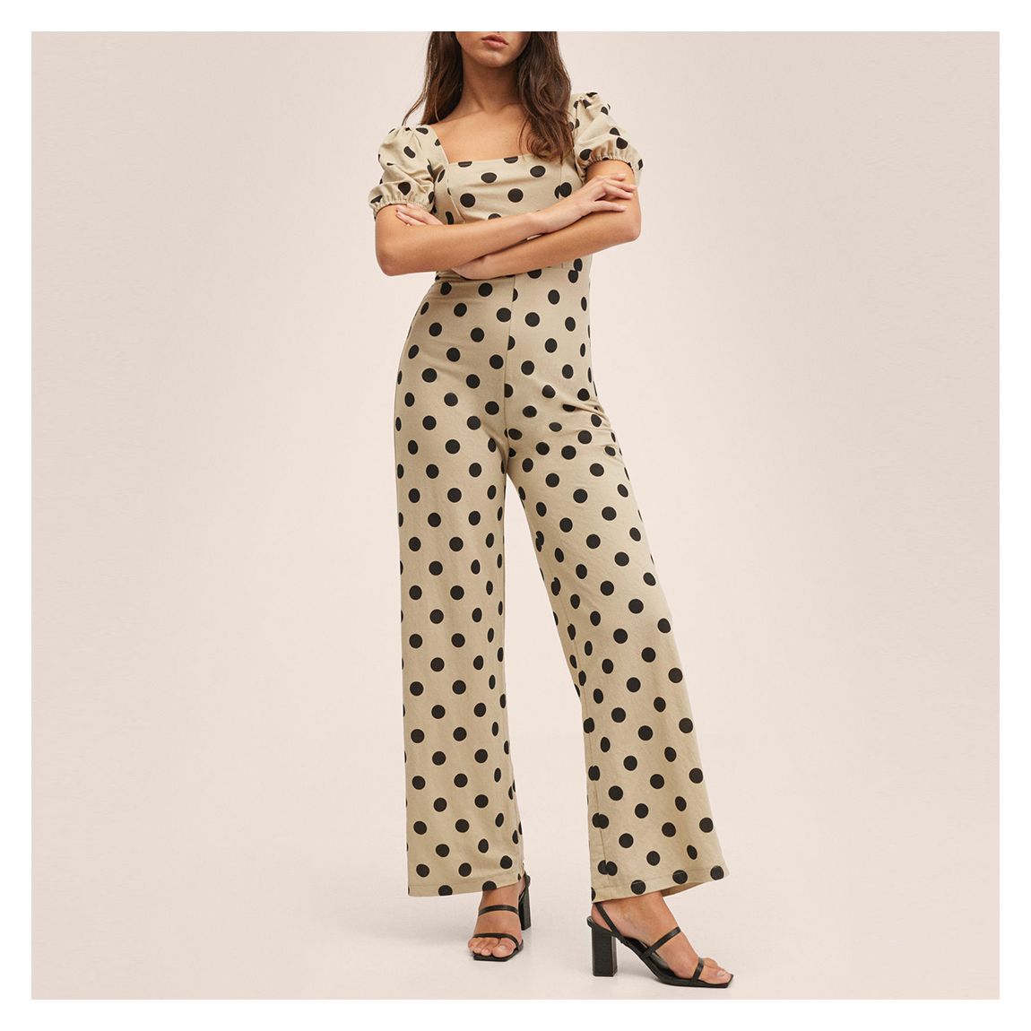 Beige Polka-Dot Print Jumpsuit main product photo