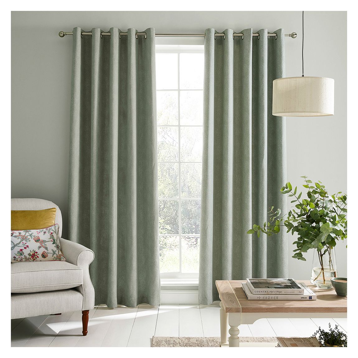 Alnwick 168x137cm Eyelet Curtains, Sage main product photo