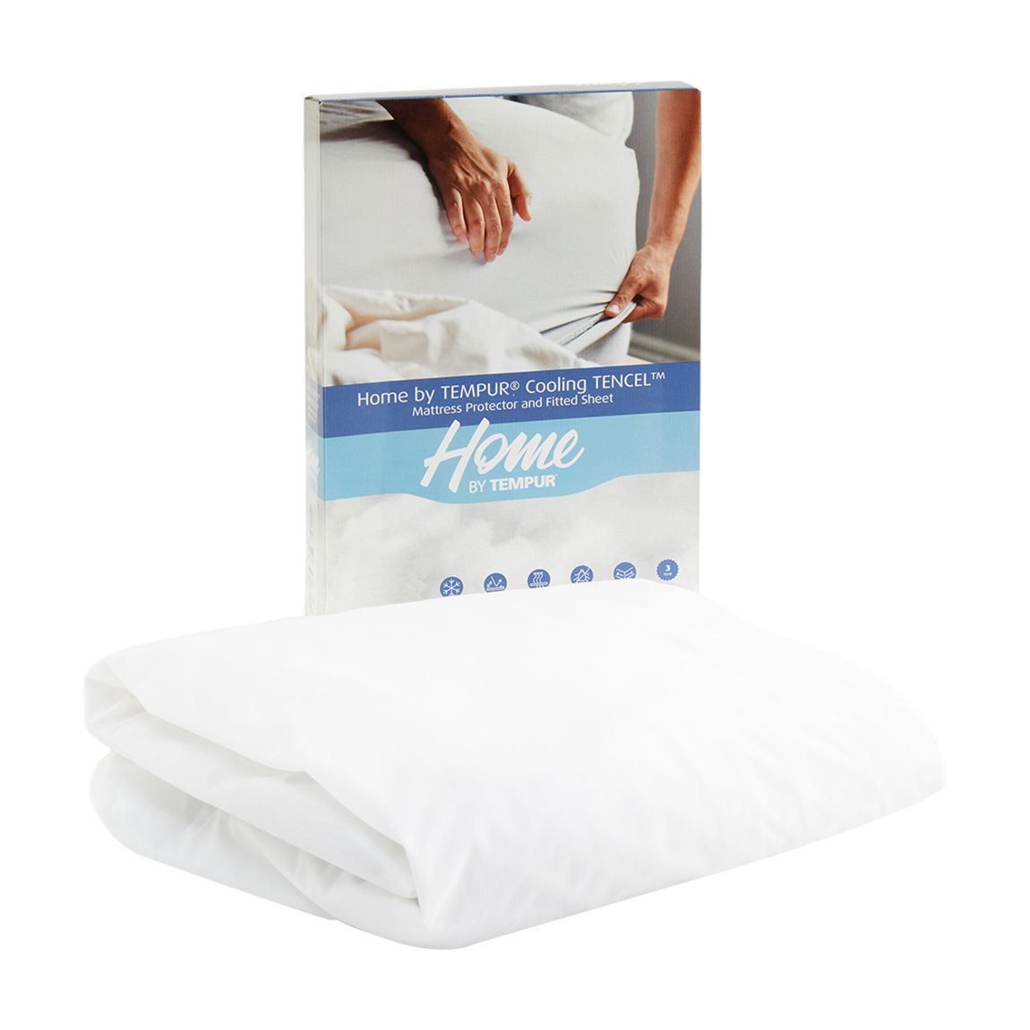 Cooling Tencel Double Mattress Protector and Sheet, White main product photo