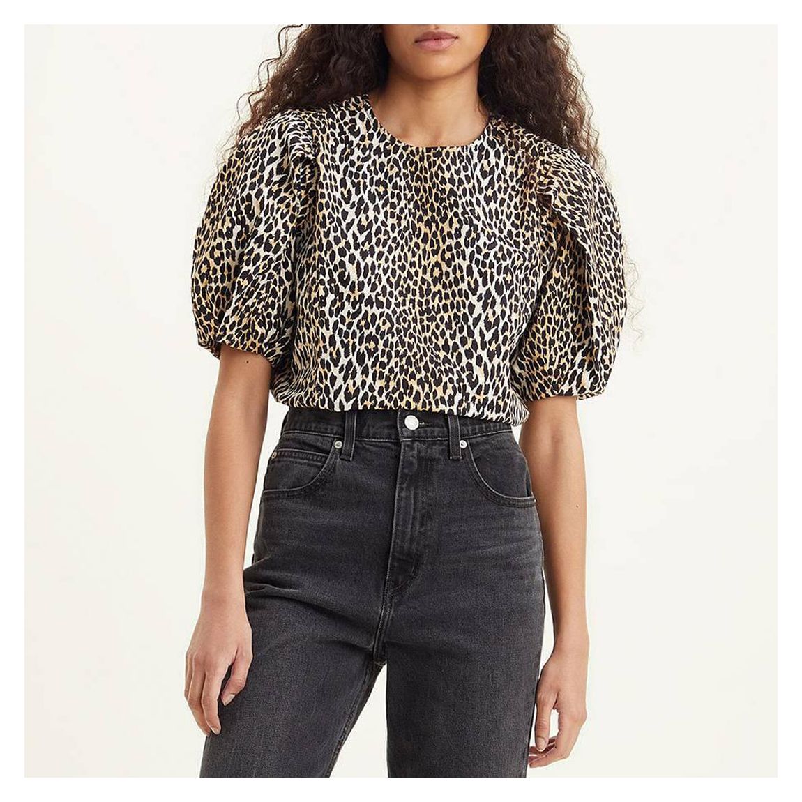 Cream Zaida Animal Print Cotton Blouse main product photo