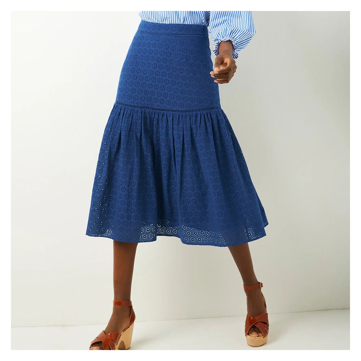 Blue Danielle Cotton Broderie Skirt main product photo