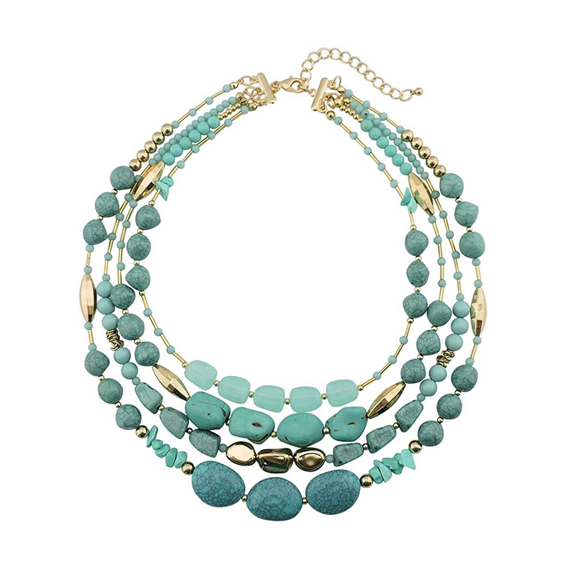 18k Gold Multi Turquoise Layer Necklace main product photo