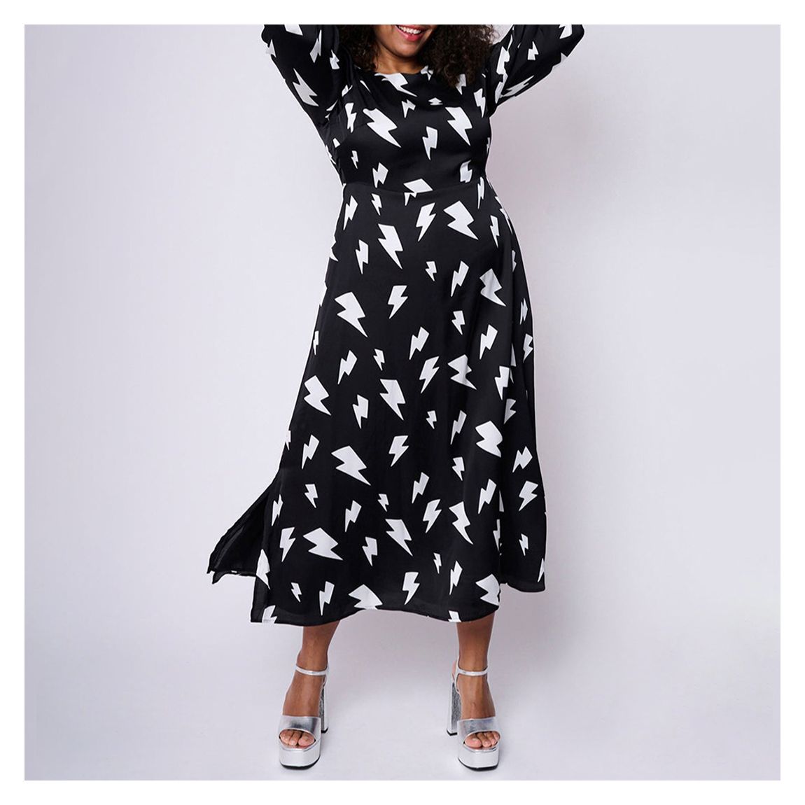 Black Lightning Bolt Midi Dress main product photo