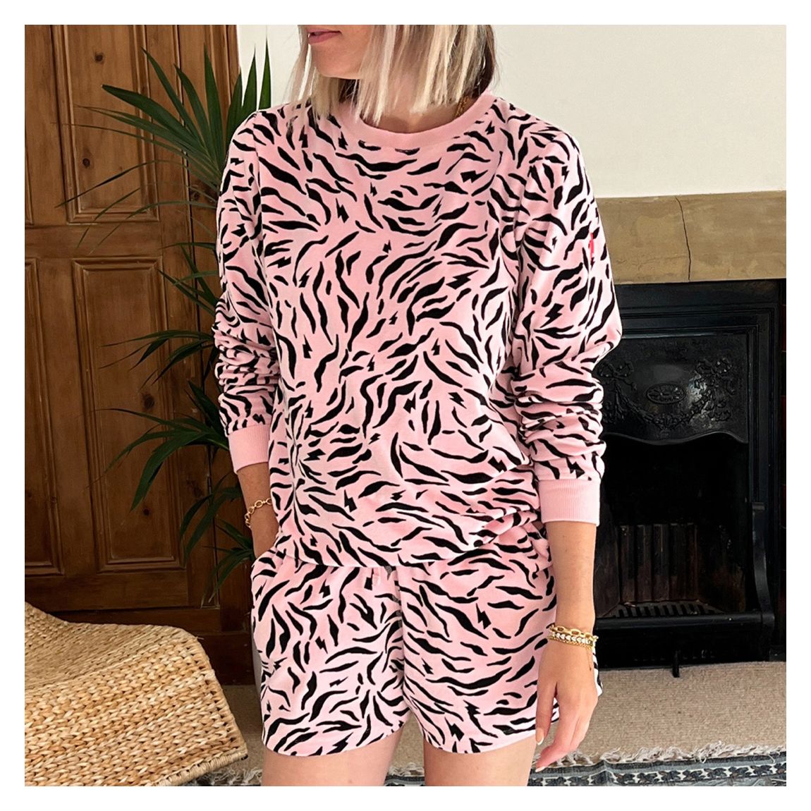 Pink Zebra Towelling Jumper main product photo