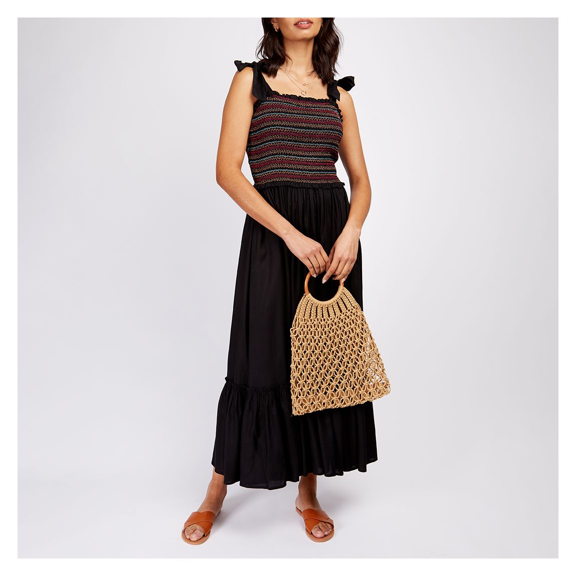 Black Contrast Stitch Maxi Dress main product photo