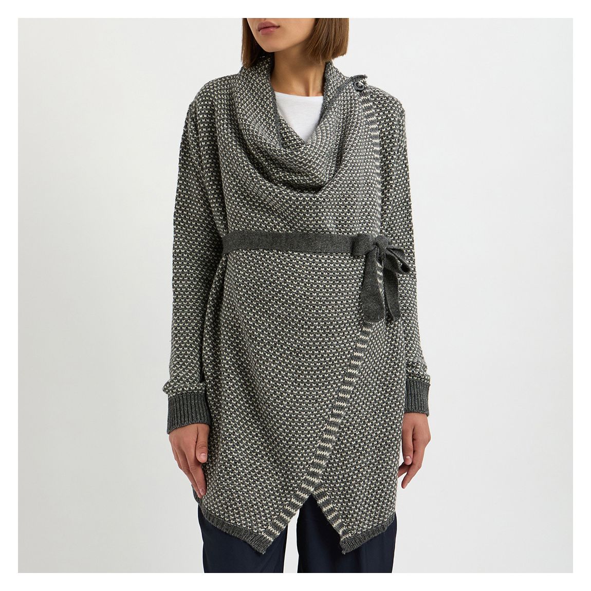 Charcoal Drape Maternity And Nursing Cardigan main product photo