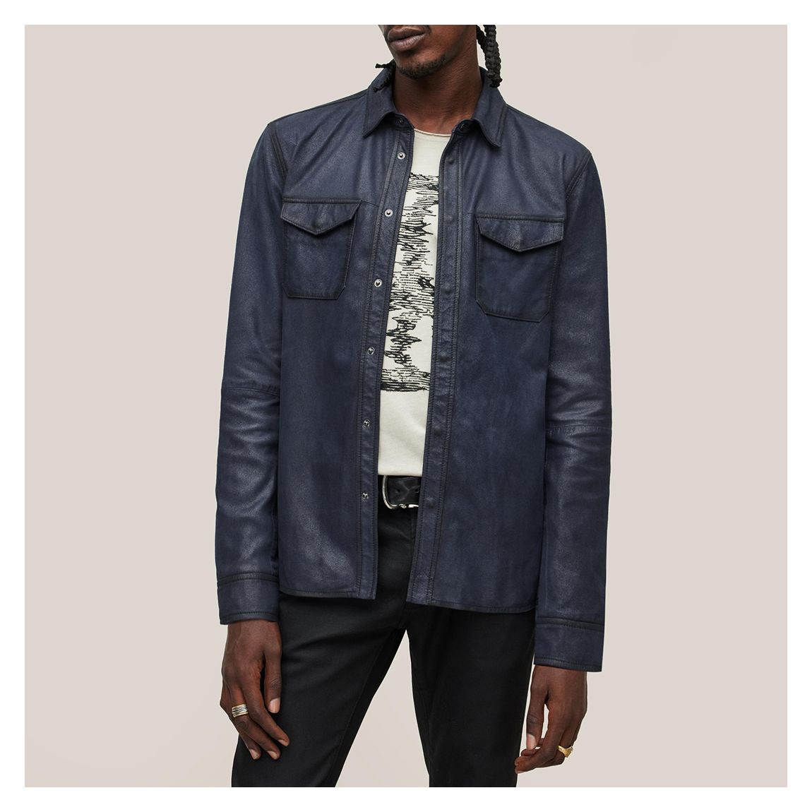 Indigo Izzy Leather Shirt main product photo