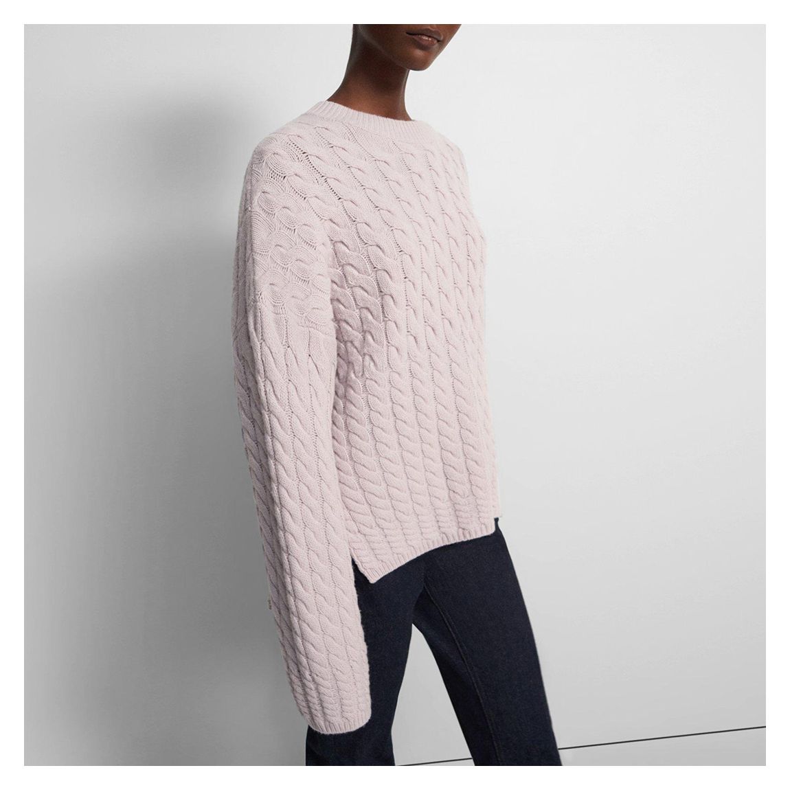 Pale Pink Karenia Cable Knit Cashmere Blend Jumper main product photo