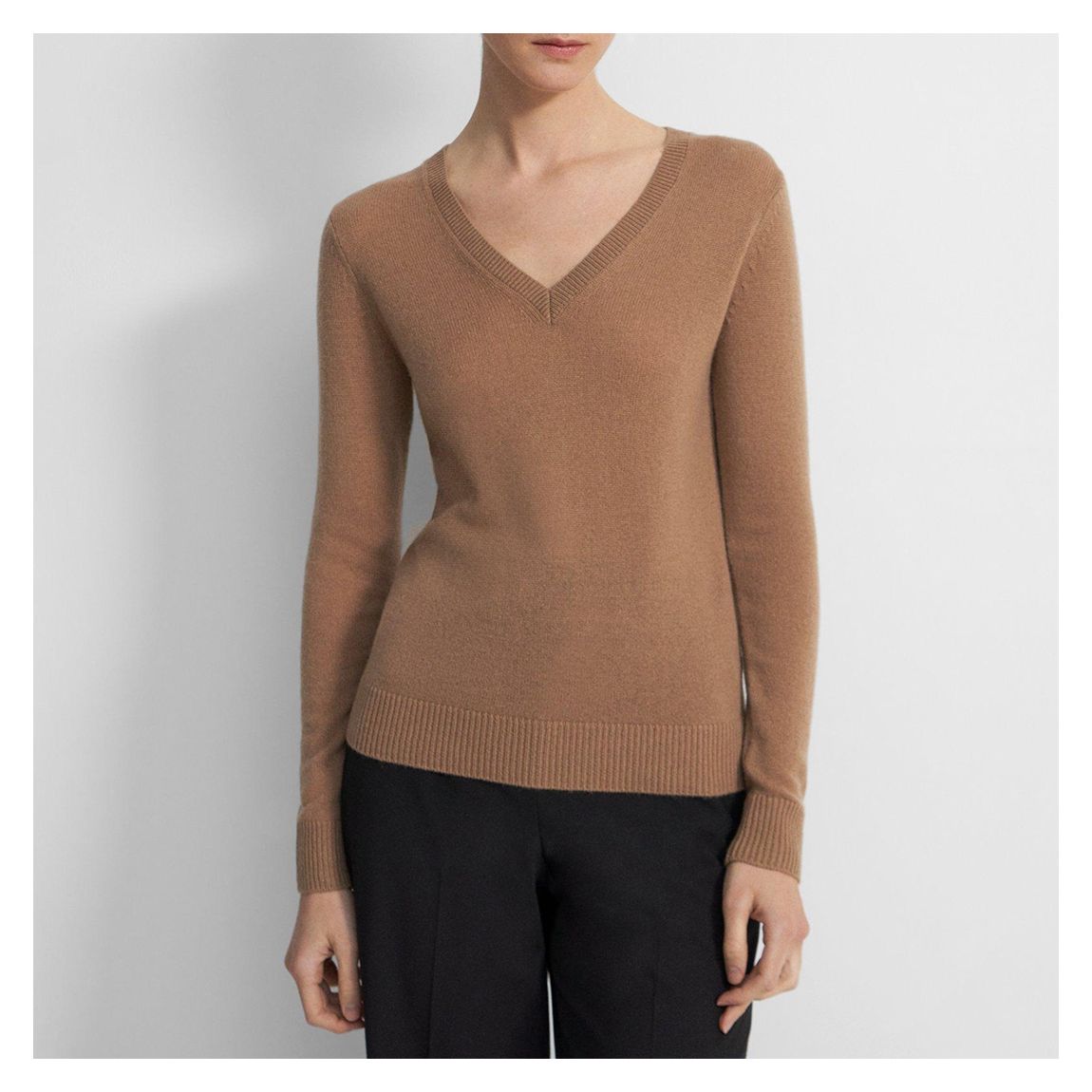 Camel V-Neck Cashmere Jumper main product photo