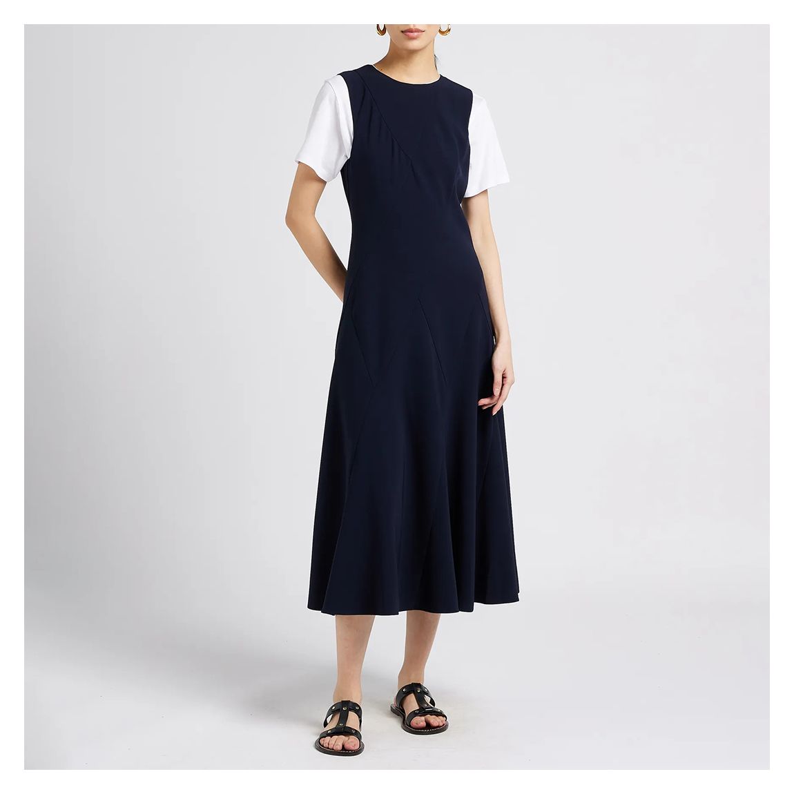 Navy Flared Midi Dress main product photo