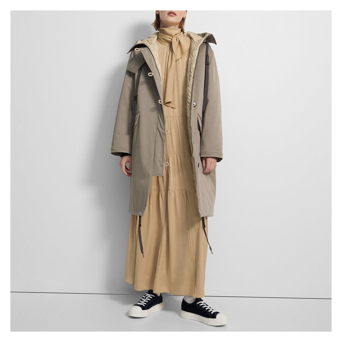 Grey Oversized Hooded Coat main product photo
