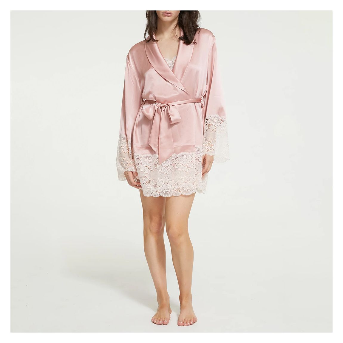Rose Short Silk Lace Robe main product photo