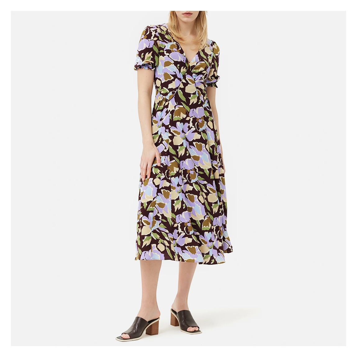 Multi Graphic Pansy Print Midi Dress main product photo