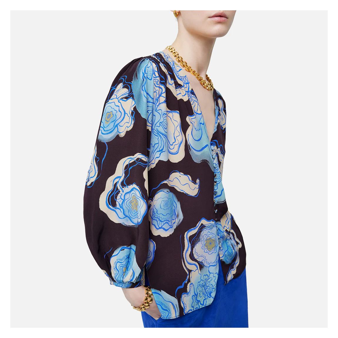 Blue Sharan Ranshi V-Neck Top main product photo