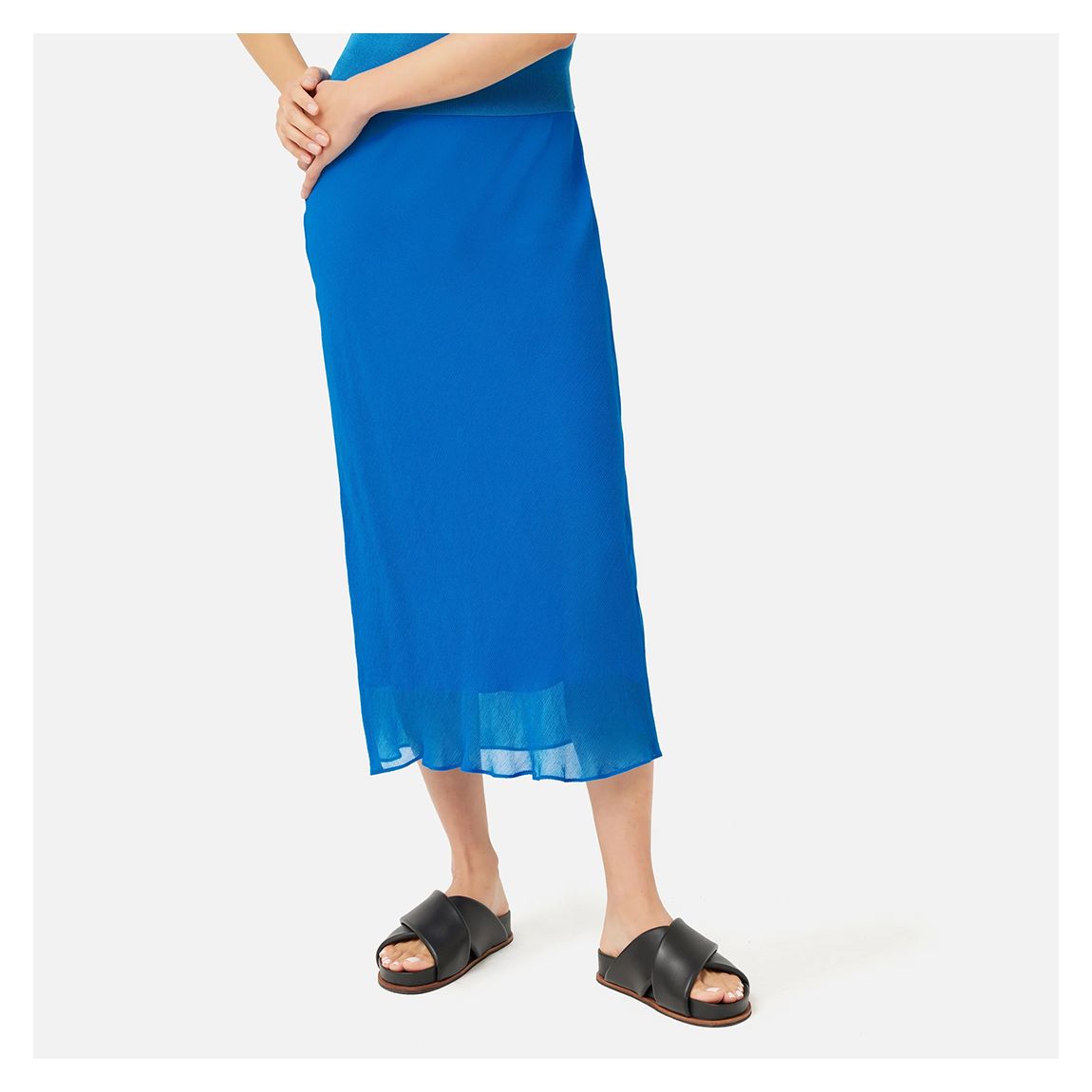 Blue Crinkle Midi Skirt main product photo