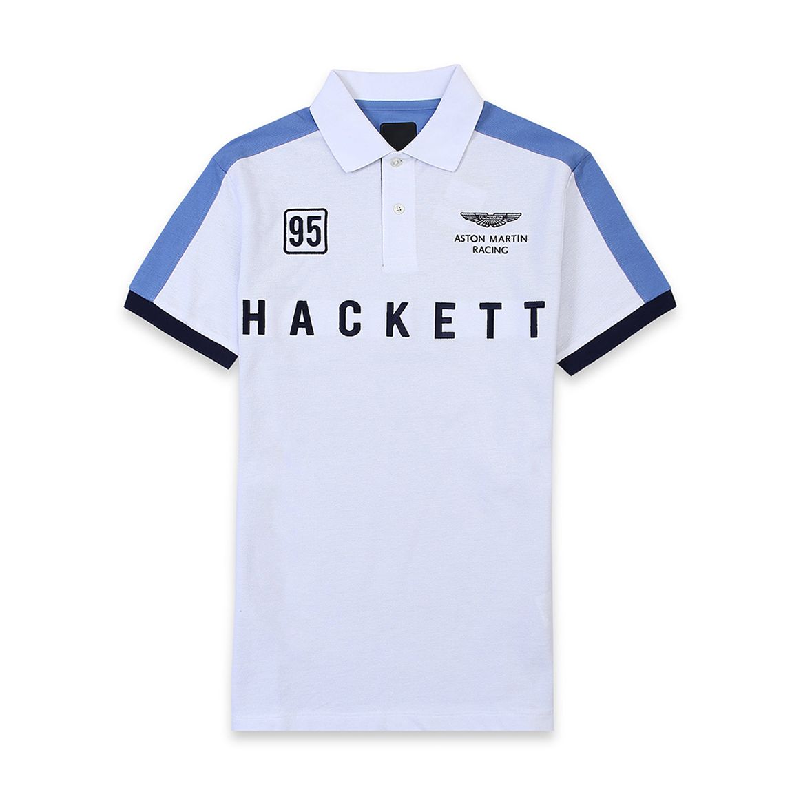 White AMR Chest Logo Cotton Polo Shirt main product photo