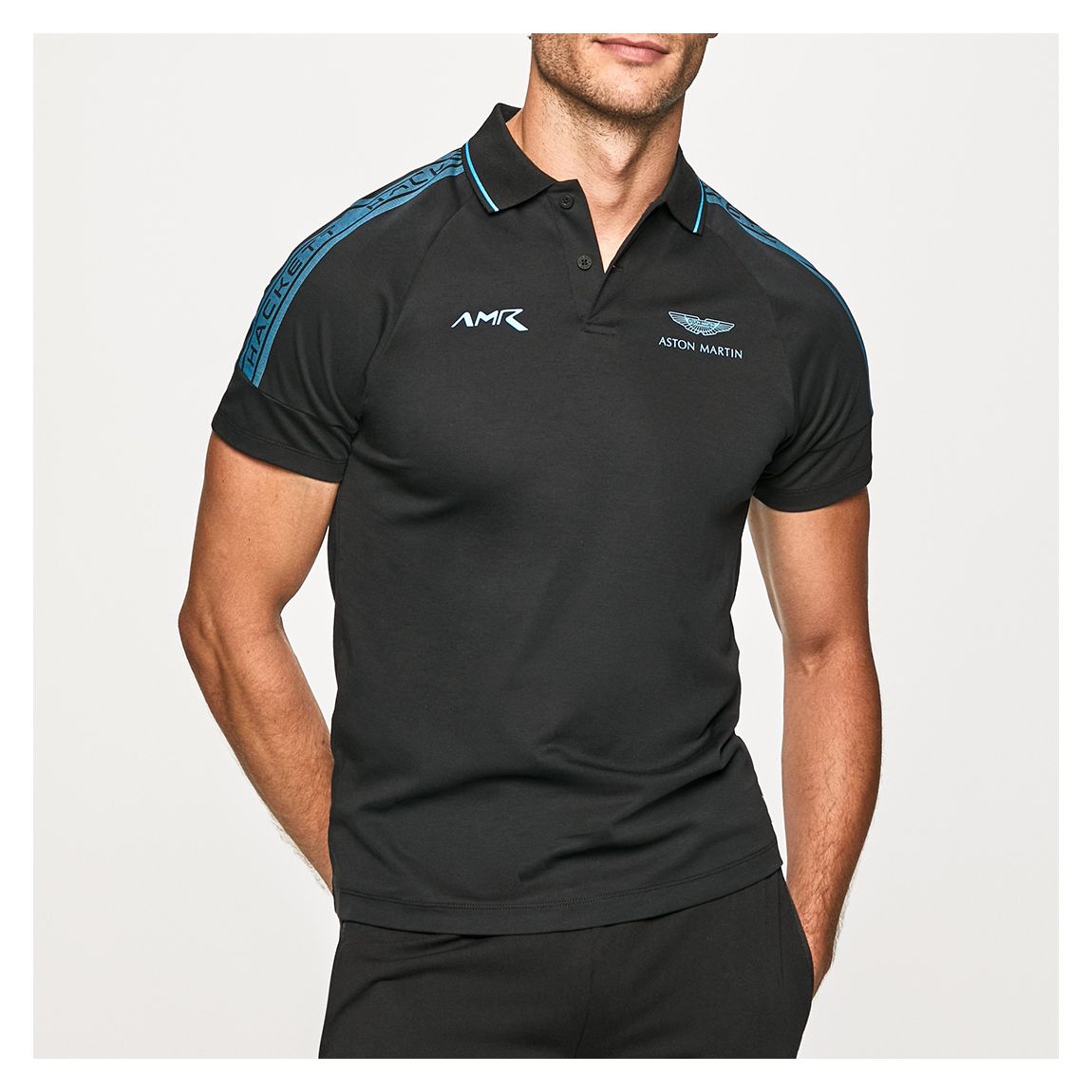 Black AMRCotton Polo with Logo Detailing main product photo