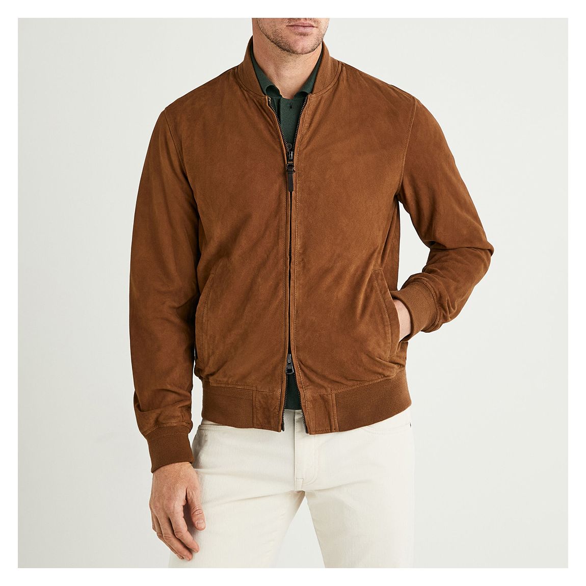 Brown Suede Two Way Zip Jacket main product photo