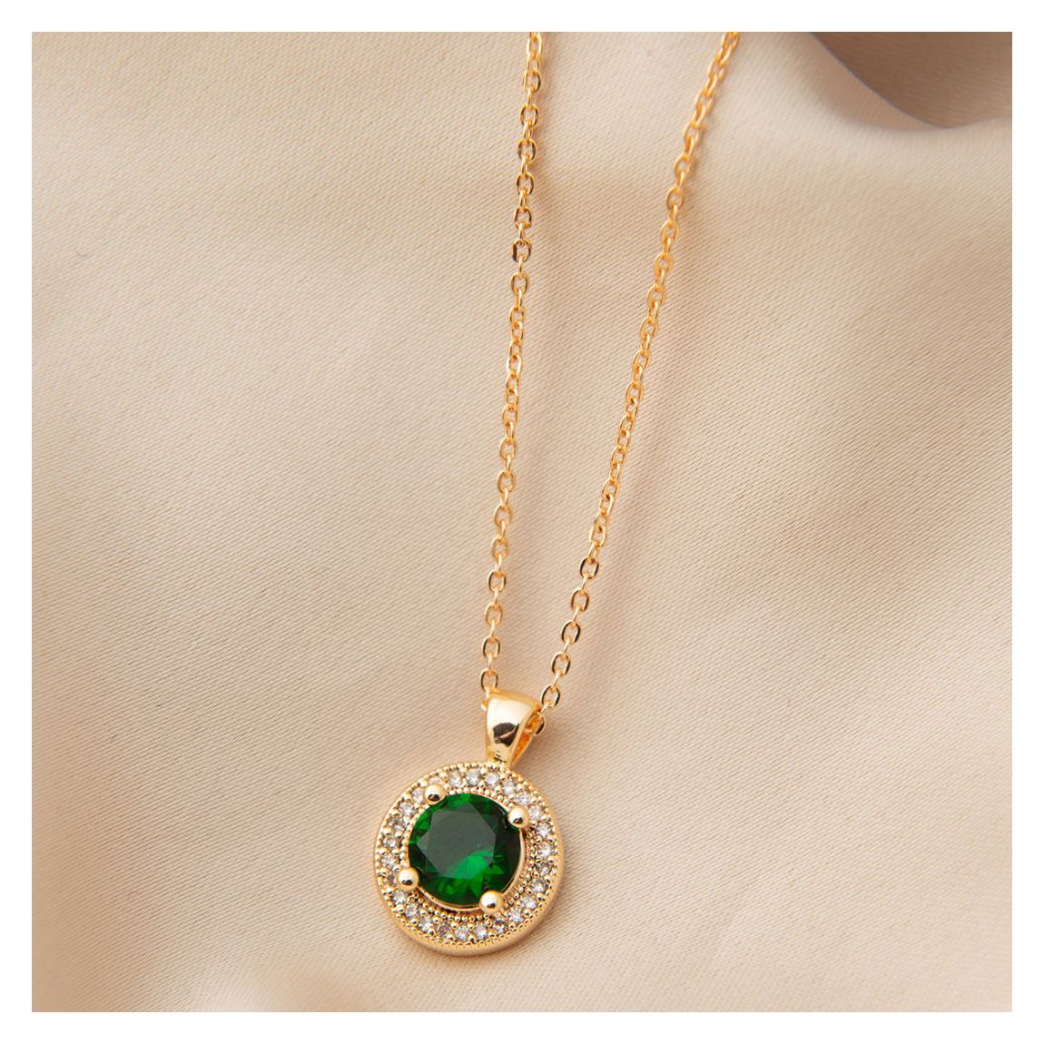 Gold Coral Heart Round Pendant Necklace main product photo