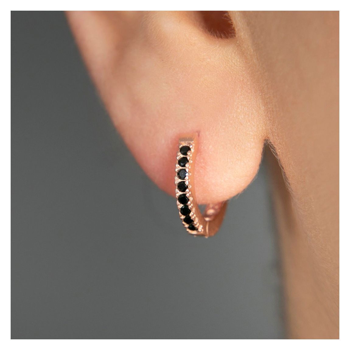 Black & Rose Gold Huggie Earrings main product photo