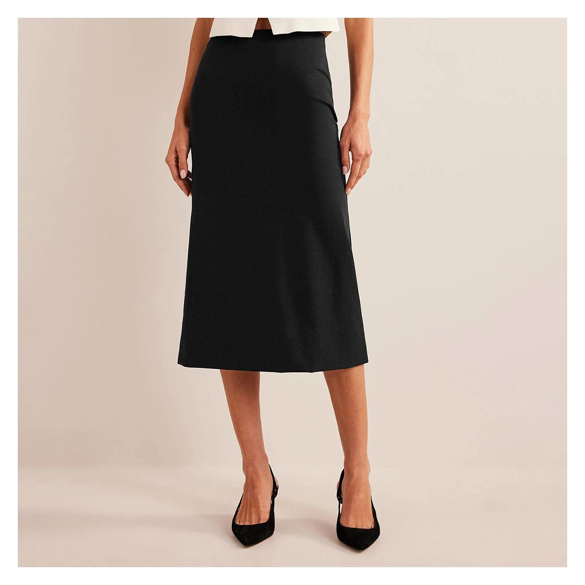 Black Straight Jersey Midi Skirt main product photo
