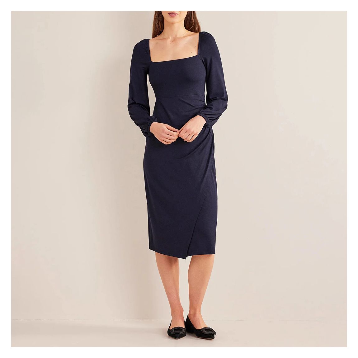 Navy Square Neck Jersey Midi Dress main product photo