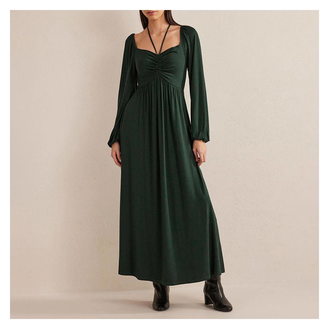 Green Tie Detail Jersey Maxi Dress main product photo