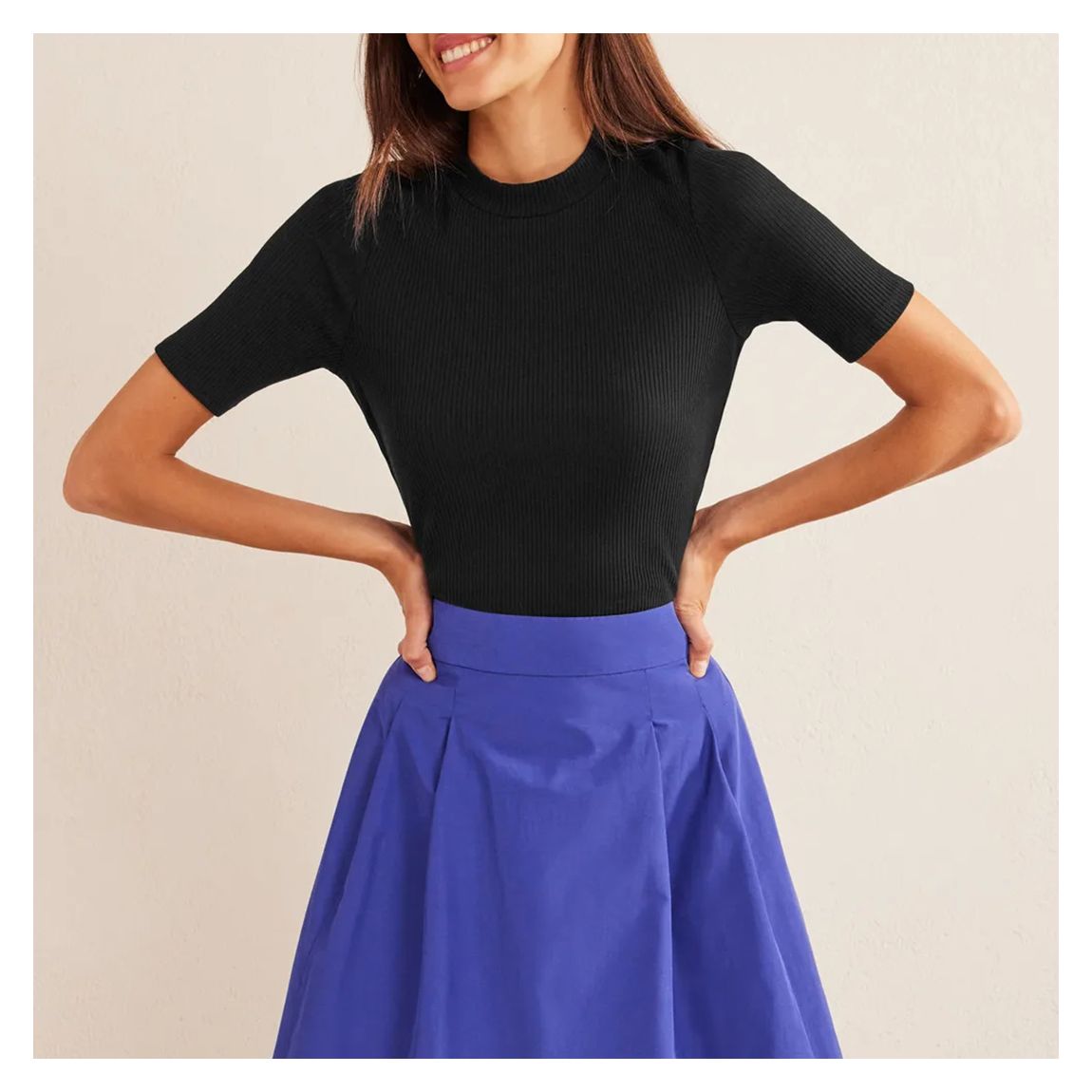 Black High Neck Ribbed Top main product photo