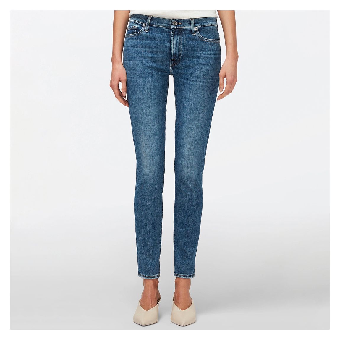 Mid Blue High Waisted Skinny Stretch Jeans main product photo