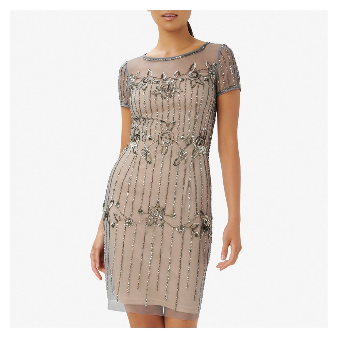 Nude Beaded Short Dress main product photo
