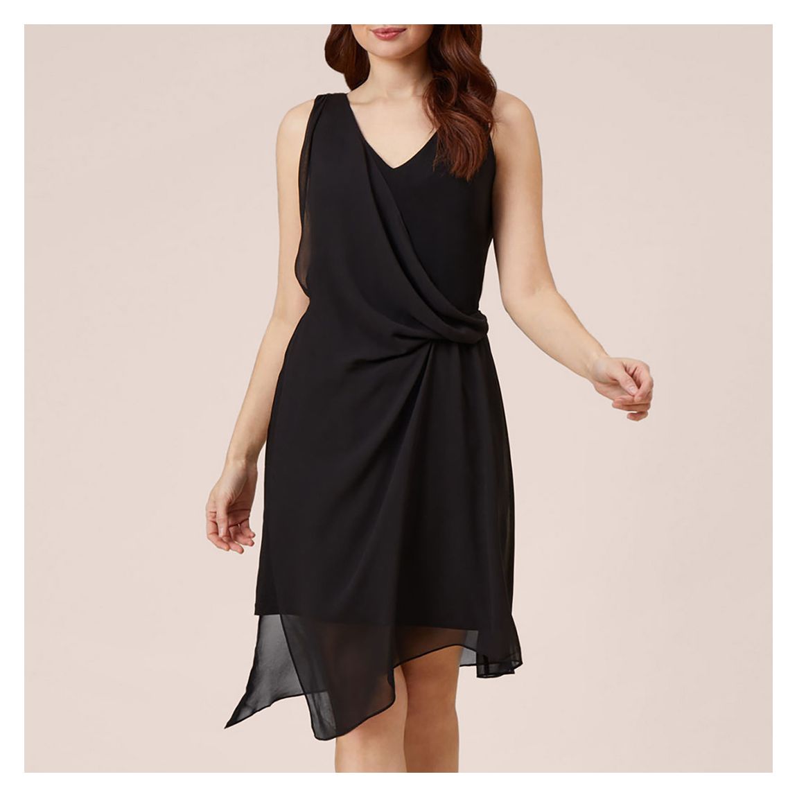 Black Chiffon Overlay Sheath Dress main product photo