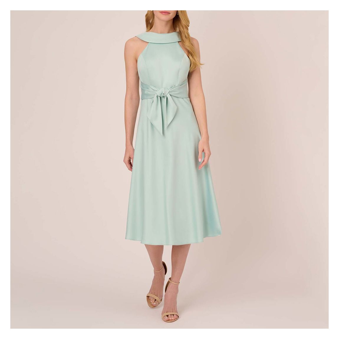 Mint Satin Roll Collar Dress main product photo