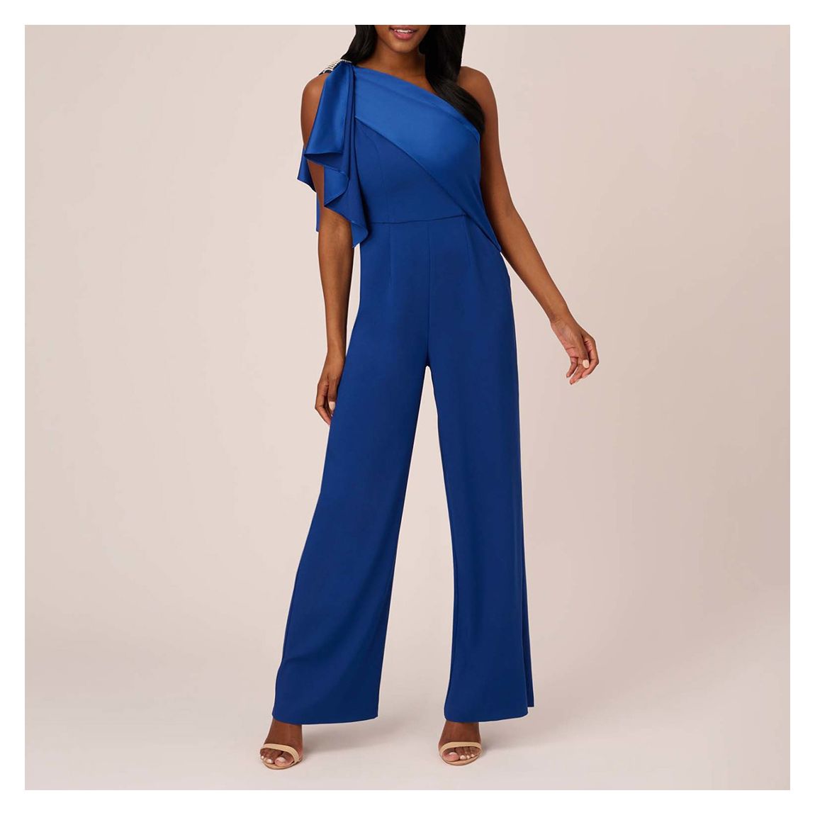 Royal Blue Satin Draped Jumpsuit main product photo
