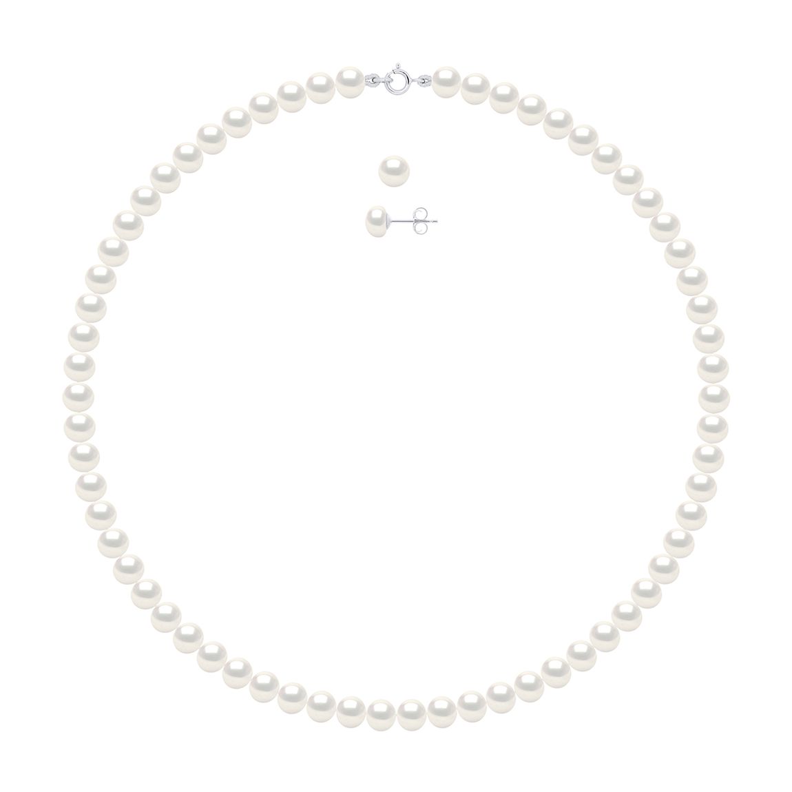 White/Silver Necklace and Bracelet Set Row Of Pearl main product photo