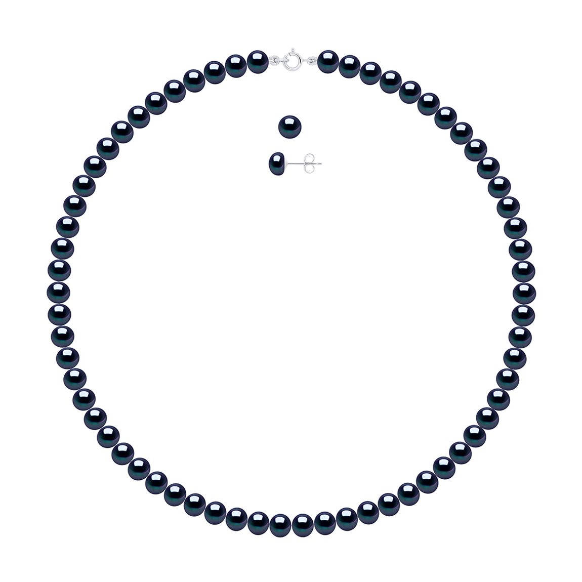 Black Real Cultured Freshwater Pearl Earrings and Bracelet Set main product photo