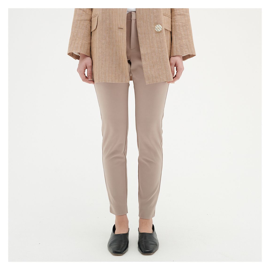 Beige Vanessa Slim Fit Cotton Trouser main product photo